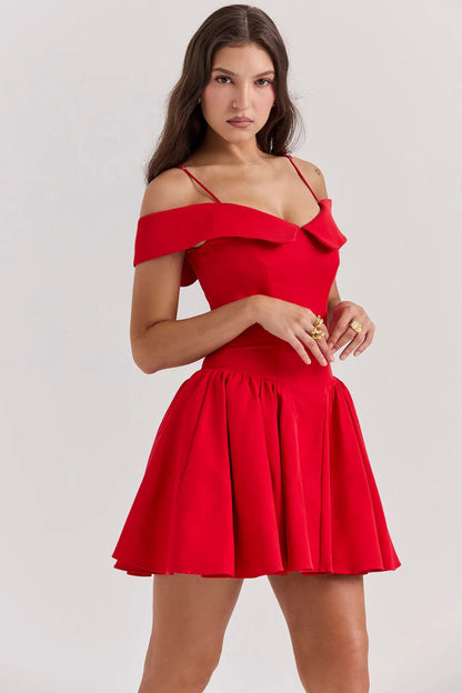 Vestido Curto Vermelho Modelador Off Shoulder Modelo Bollate