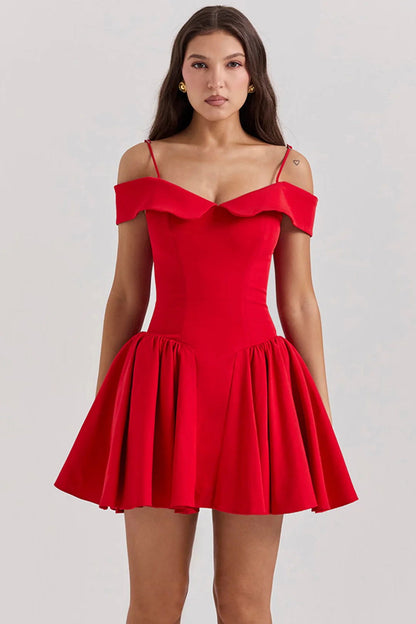 Vestido Curto Vermelho Modelador Off Shoulder Modelo Bollate