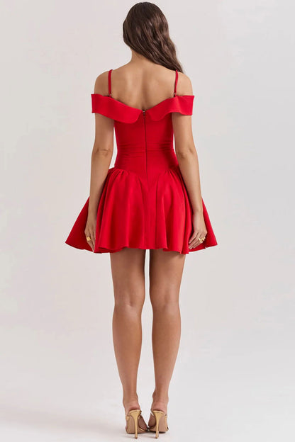 Vestido Curto Vermelho Modelador Off Shoulder Modelo Bollate