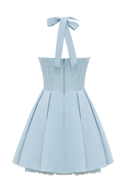 Vestido Curto de Algodão Azul Modelo Rovereto