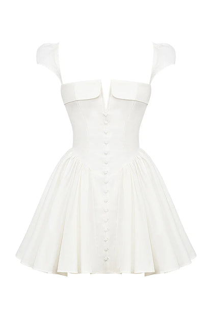 Vestido Curto de Algodão Branco Modelo Riomaggiore