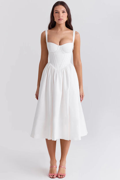 Vestido Midi Branco Modelador de Myocell Modelo Civitta