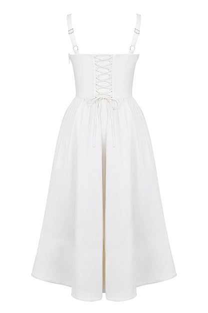 Vestido Midi Branco Modelador de Myocell Modelo Civitta