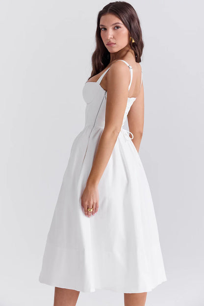 Vestido Midi Branco Modelador de Myocell Modelo Civitta
