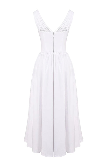 Vestido Midi Liso Branco Modelador Nobre Modelo Montesilvano
