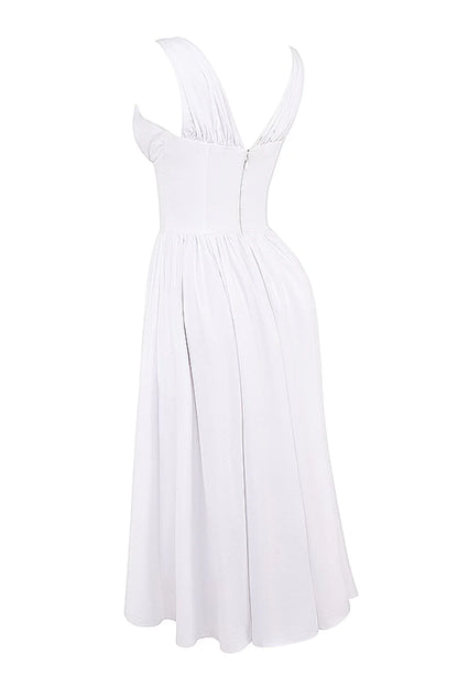 Vestido Midi Liso Branco Modelador Nobre Modelo Montesilvano