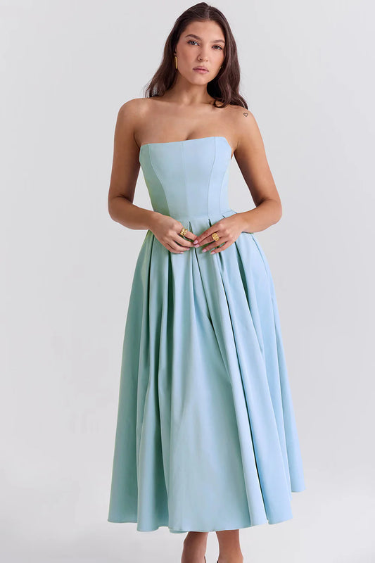 Vestido Midi Azul Bari