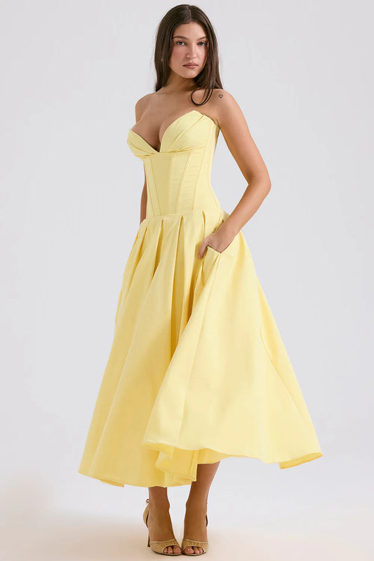 Vestido Midi Amarelo Trezzano