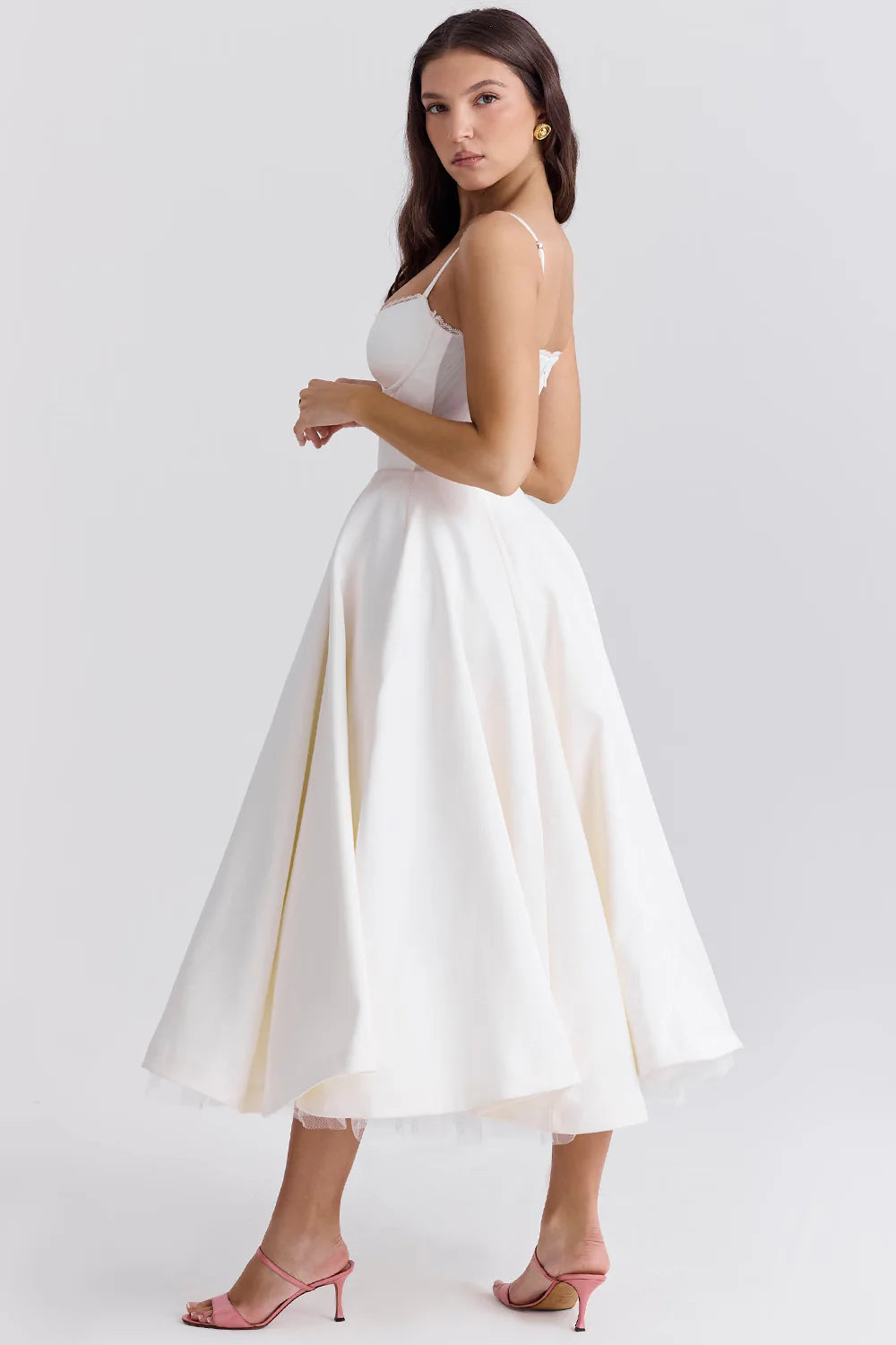 Vestido Midi Branco Gubbio