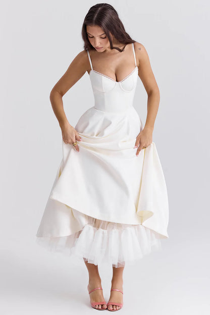Vestido Midi Branco Gubbio