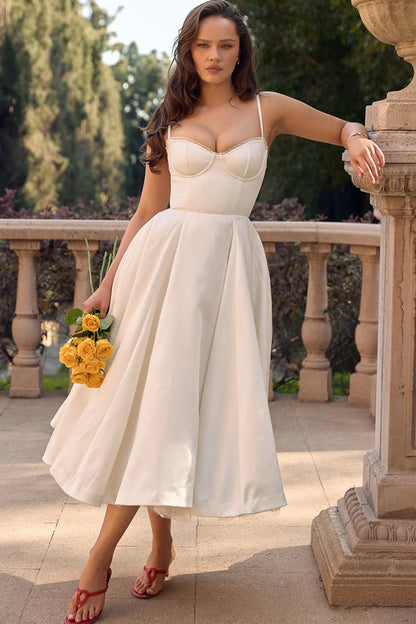 Vestido Midi Branco Gubbio