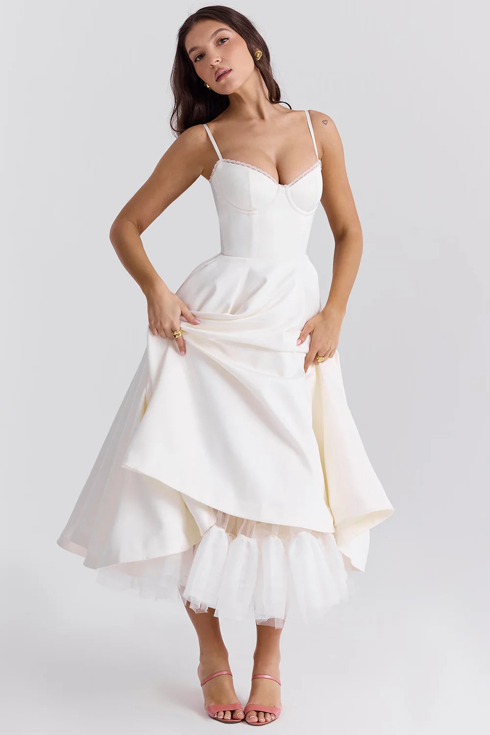 Vestido Midi Branco Gubbio