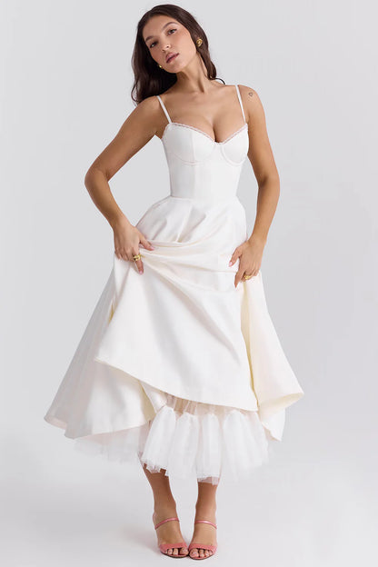 Vestido Midi Branco Gubbio
