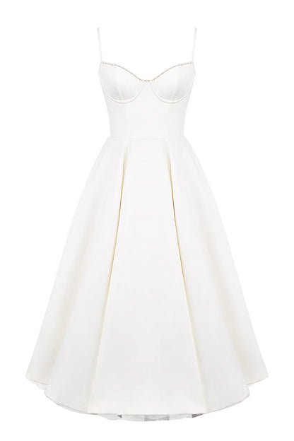 Vestido Midi Branco Gubbio