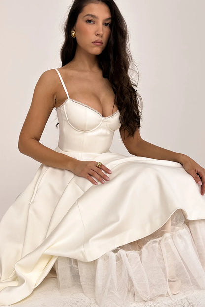 Vestido Midi Branco Gubbio
