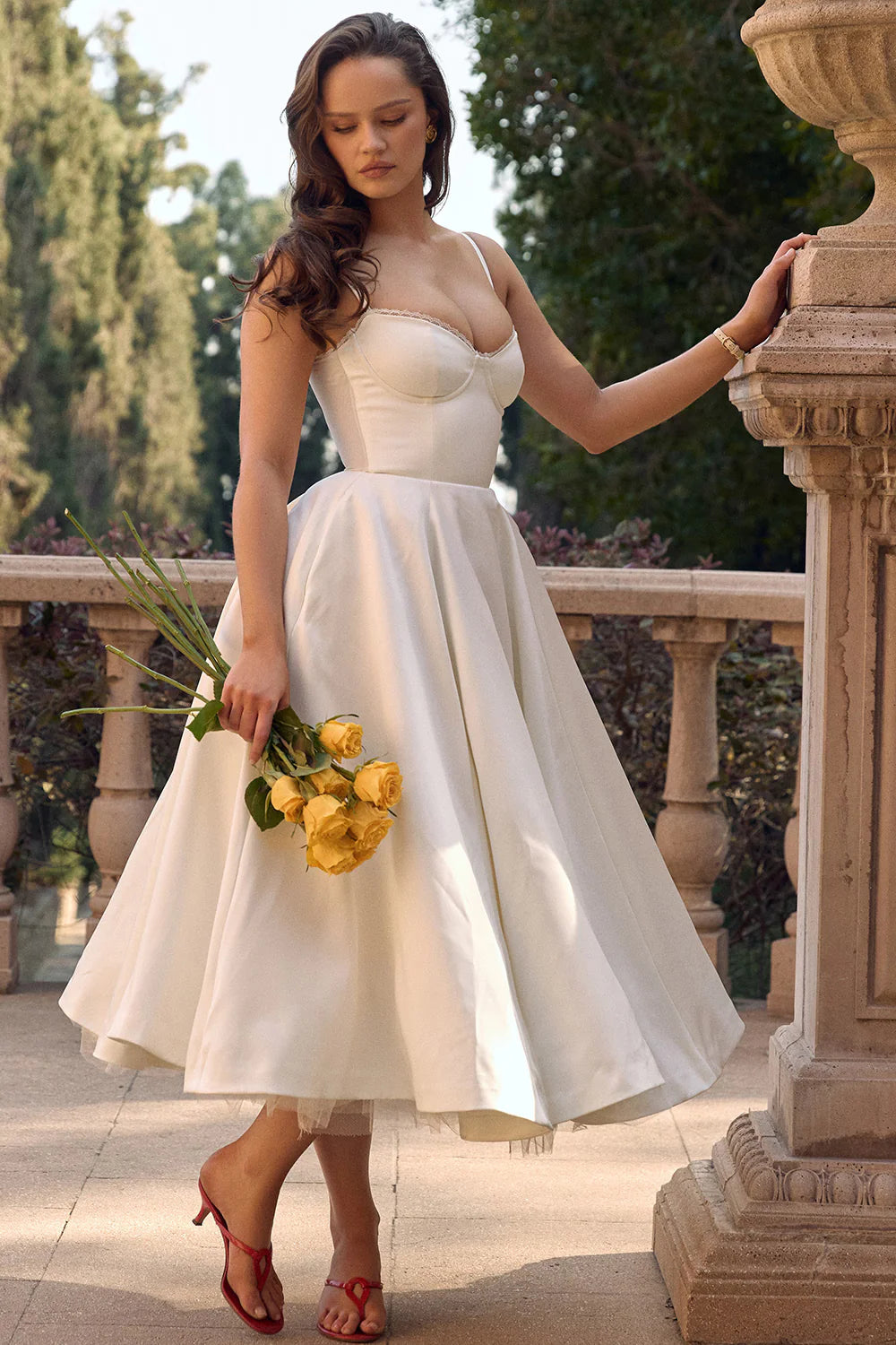 Vestido Midi Branco Gubbio