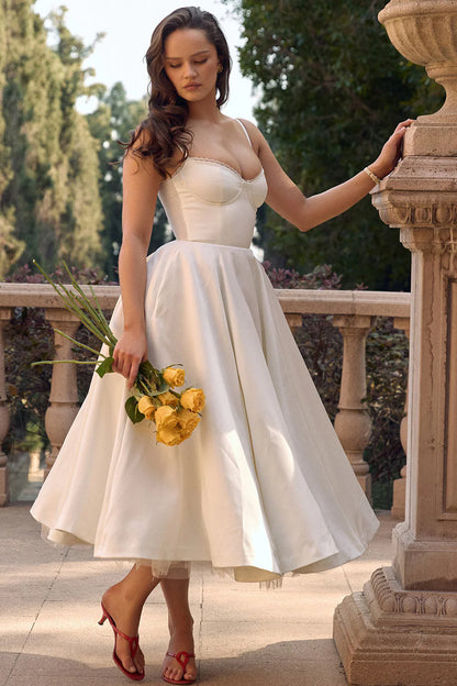 Vestido Midi Branco Gubbio