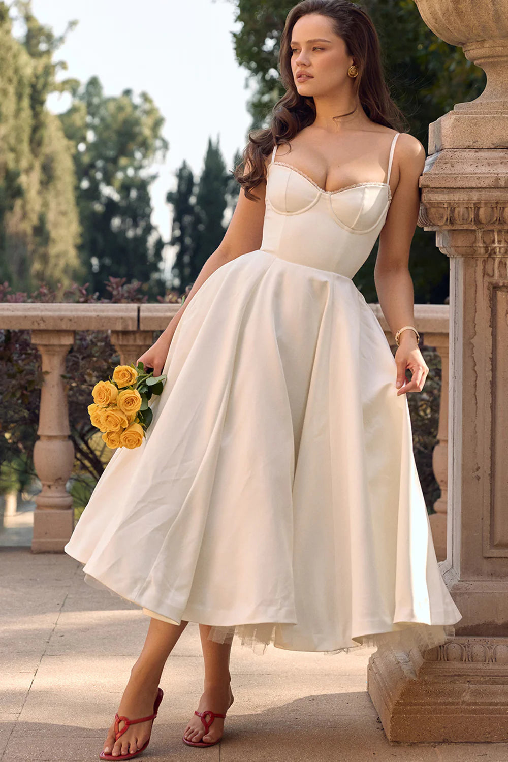 Vestido Midi Branco Gubbio