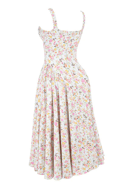 Vestido Midi Floral Modelador de Algodão Modelo Chieri